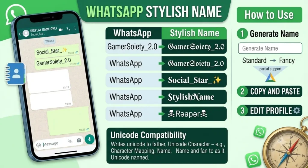 Stylish Name for WhatsApp — Fancy Display Name to Copy & Paste